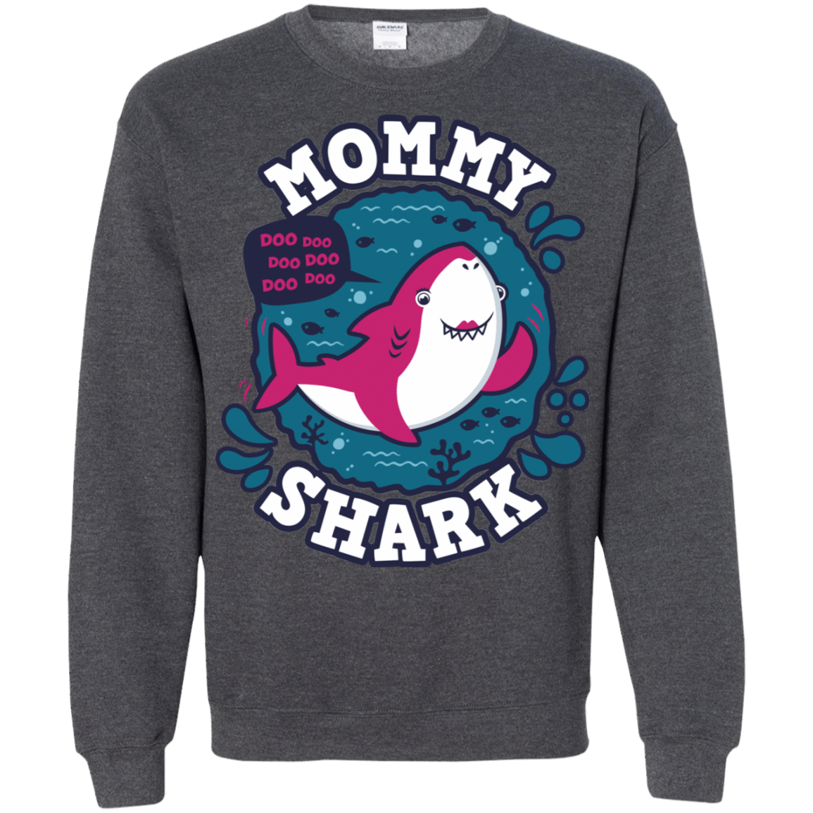 Sweatshirts Dark Heather / S Shark Family trazo - Mommy Crewneck Sweatshirt