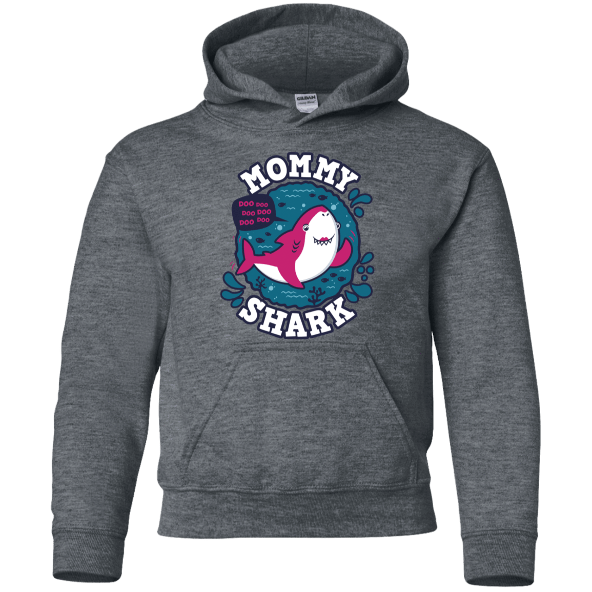 Sweatshirts Dark Heather / YS Shark Family trazo - Mommy Youth Hoodie