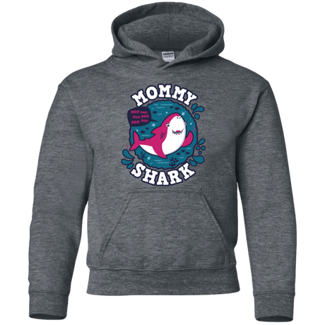 Sweatshirts Dark Heather / YS Shark Family trazo - Mommy Youth Hoodie