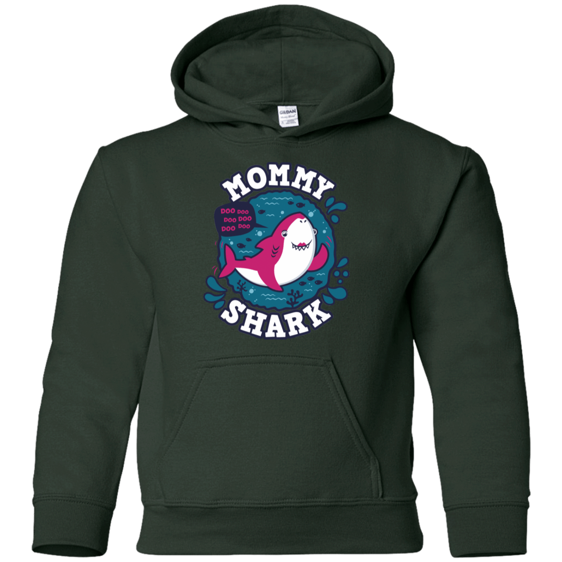 Sweatshirts Forest Green / YS Shark Family trazo - Mommy Youth Hoodie