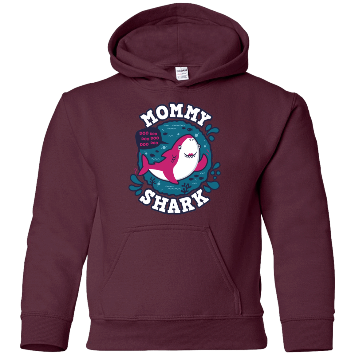 Sweatshirts Maroon / YS Shark Family trazo - Mommy Youth Hoodie