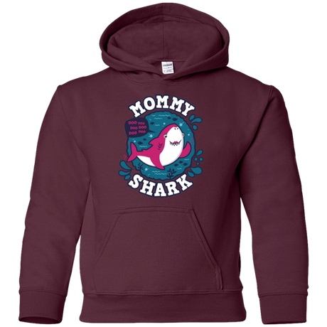 Sweatshirts Maroon / YS Shark Family trazo - Mommy Youth Hoodie