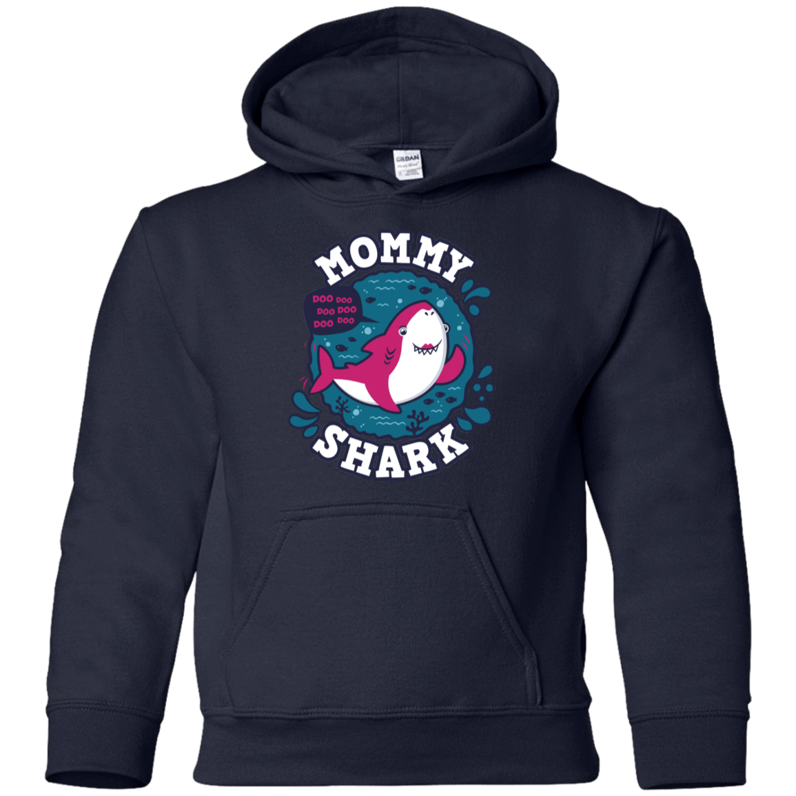 Sweatshirts Navy / YS Shark Family trazo - Mommy Youth Hoodie