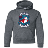 Sweatshirts Dark Heather / YS Shark Family trazo - Sister Youth Hoodie