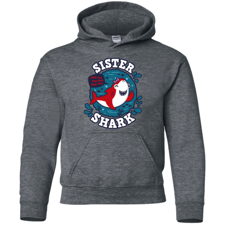 Sweatshirts Dark Heather / YS Shark Family trazo - Sister Youth Hoodie