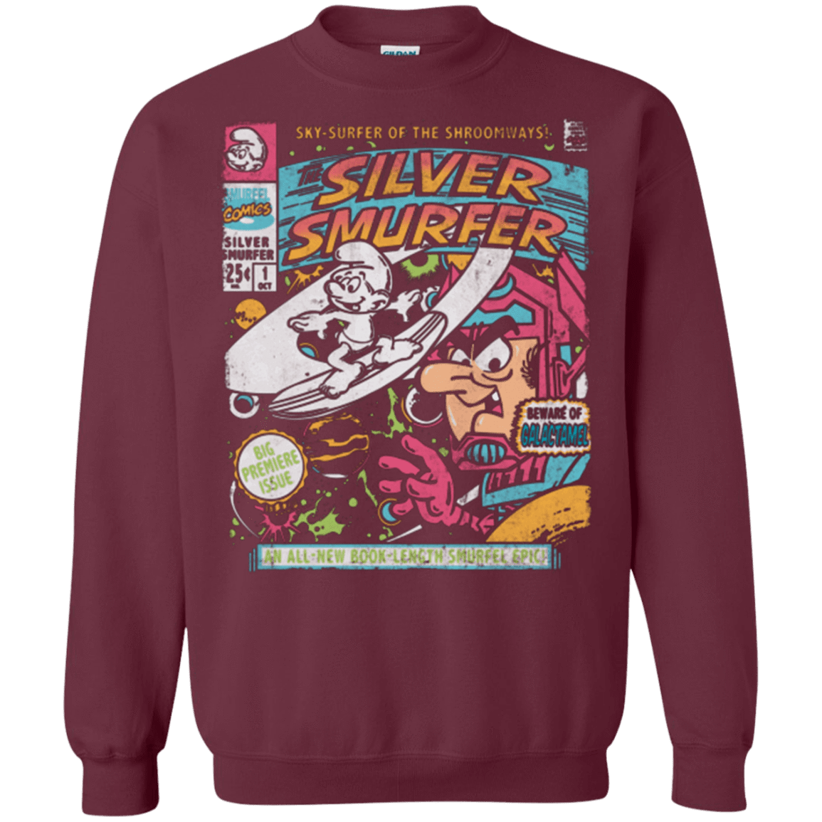 Sweatshirts Maroon / Small Silver Smurfer Crewneck Sweatshirt