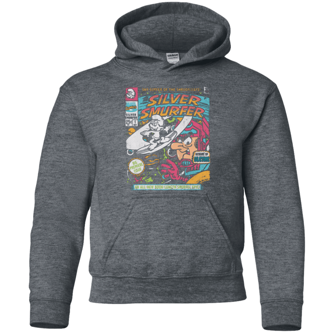 Sweatshirts Dark Heather / YS Silver Smurfer Youth Hoodie