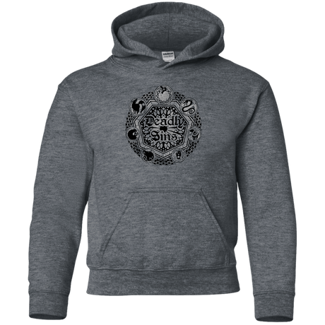 Sweatshirts Dark Heather / YS Sins Shield Youth Hoodie