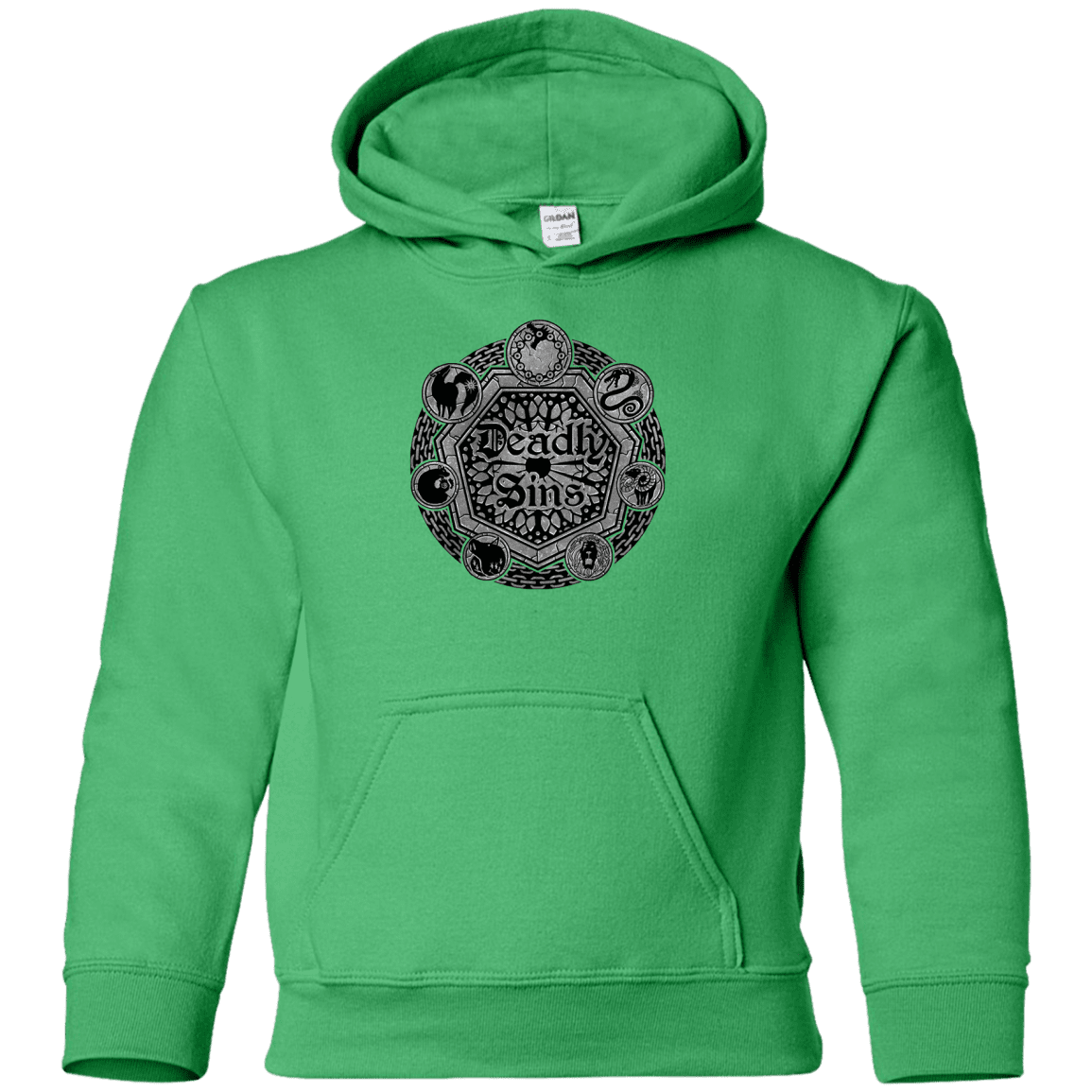 Sweatshirts Irish Green / YS Sins Shield Youth Hoodie