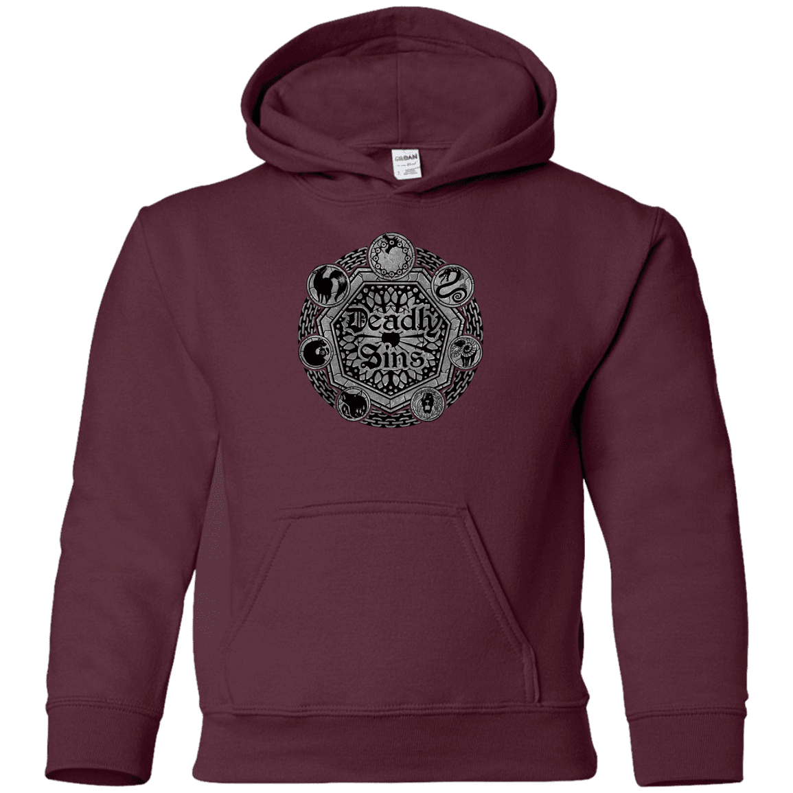 Sweatshirts Maroon / YS Sins Shield Youth Hoodie