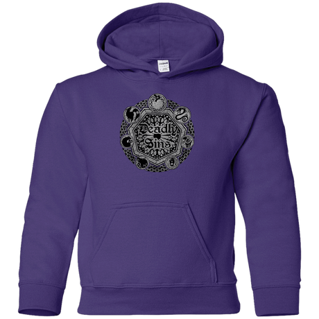 Sweatshirts Purple / YS Sins Shield Youth Hoodie