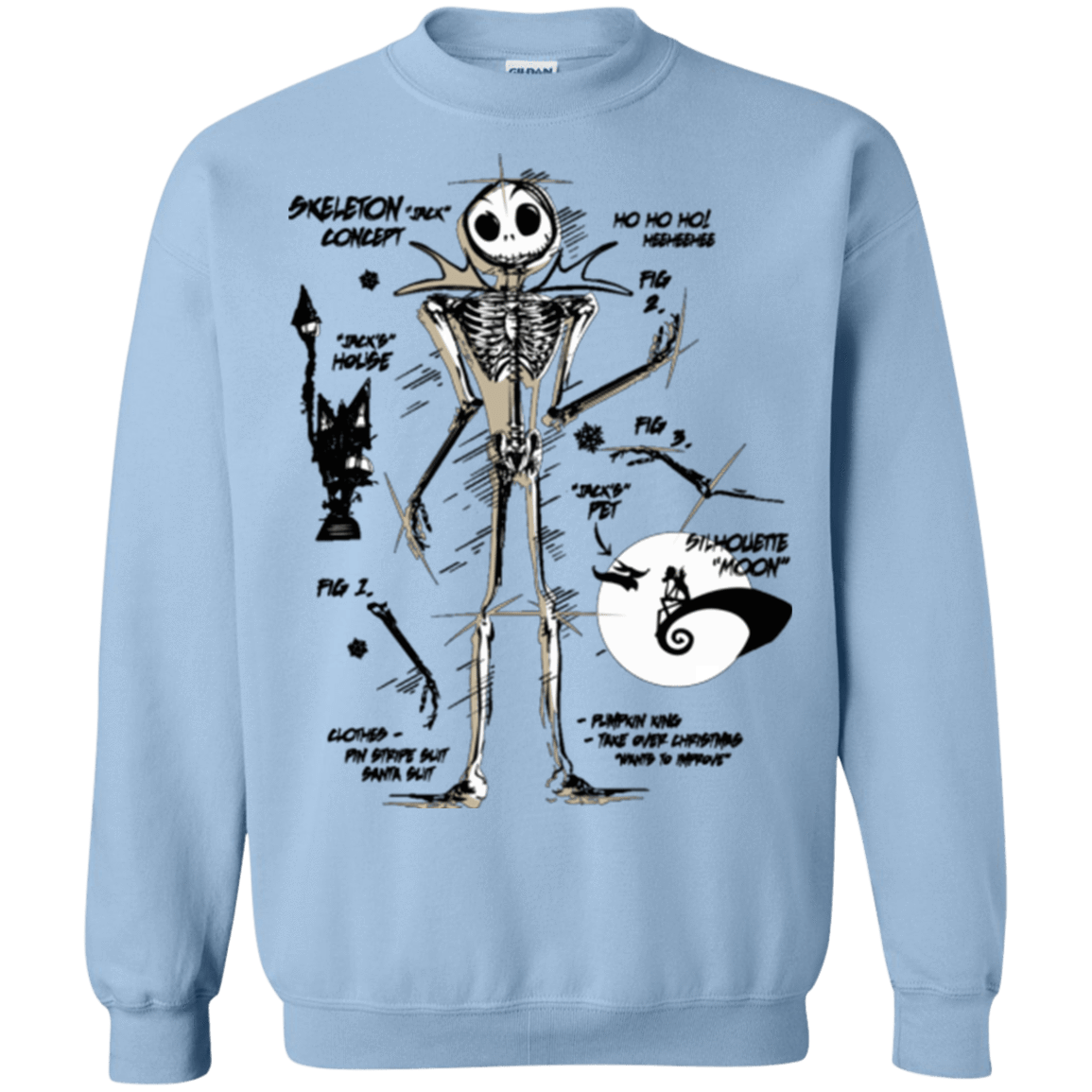 Sweatshirts Light Blue / Small Skeleton Concept Crewneck Sweatshirt