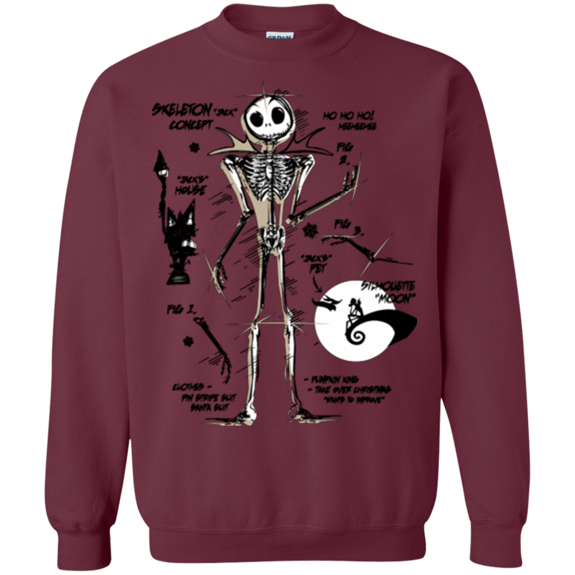 Sweatshirts Maroon / Small Skeleton Concept Crewneck Sweatshirt