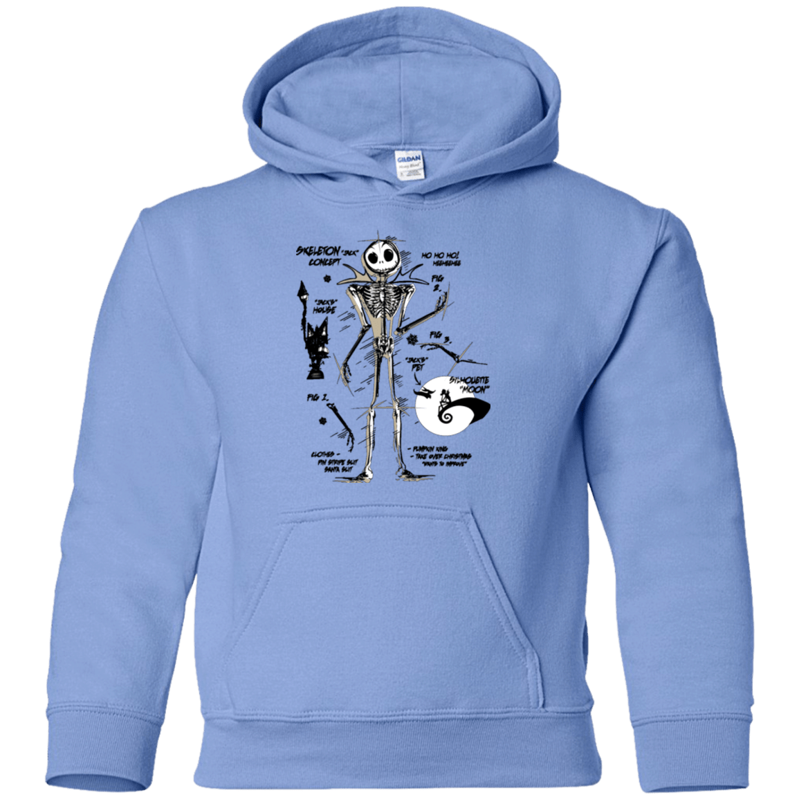 Sweatshirts Carolina Blue / YS Skeleton Concept Youth Hoodie