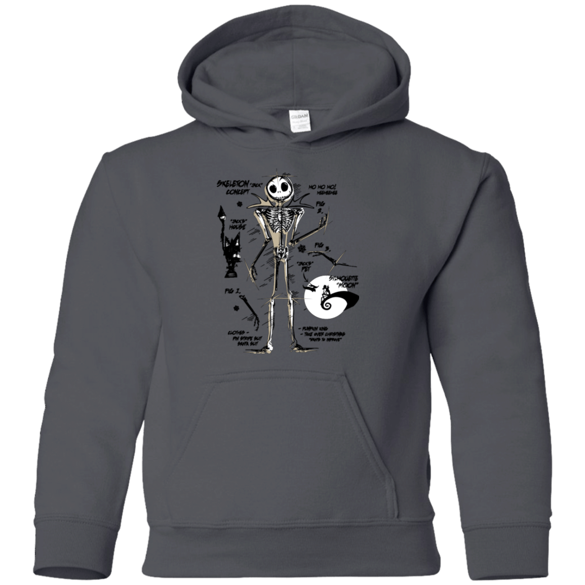 Sweatshirts Charcoal / YS Skeleton Concept Youth Hoodie