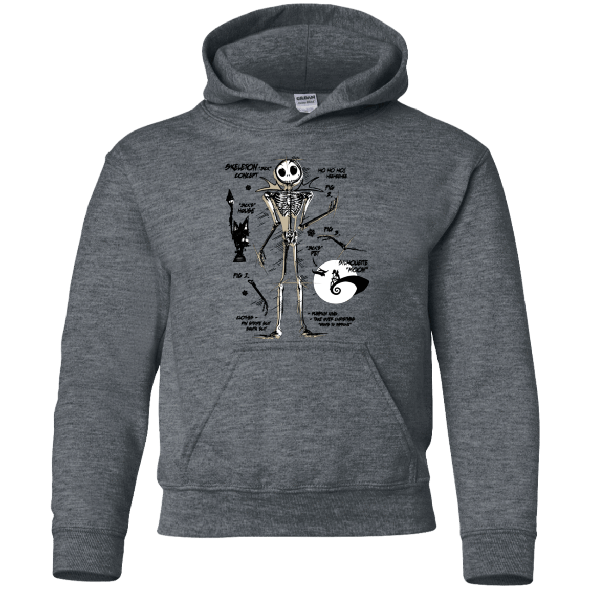 Sweatshirts Dark Heather / YS Skeleton Concept Youth Hoodie