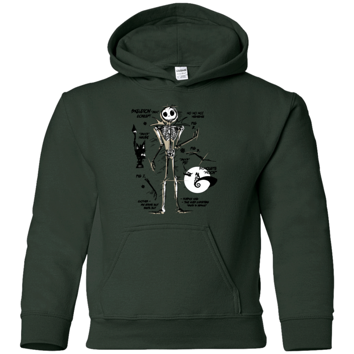 Sweatshirts Forest Green / YS Skeleton Concept Youth Hoodie