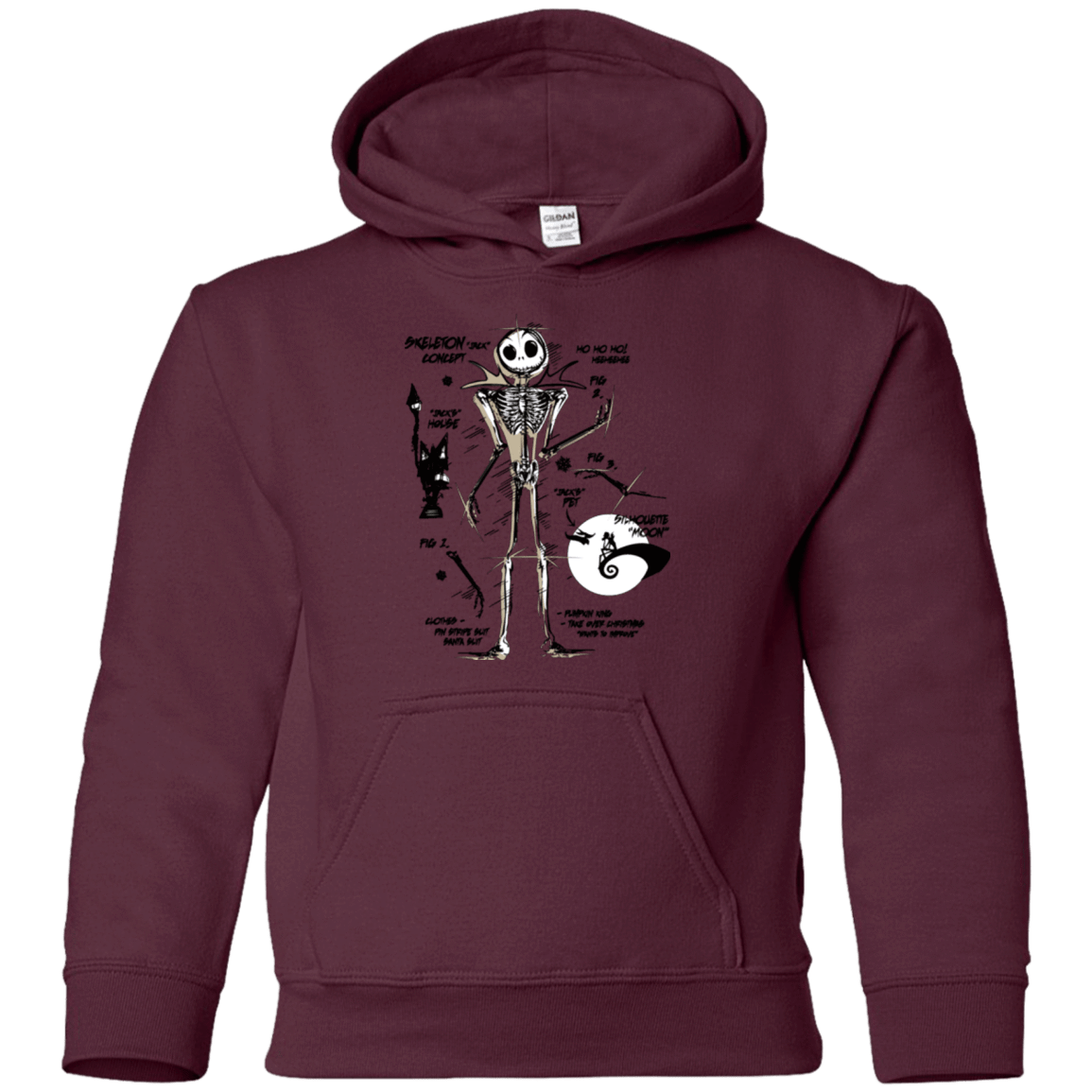 Sweatshirts Maroon / YS Skeleton Concept Youth Hoodie