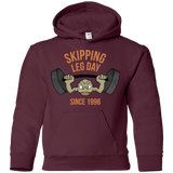 Sweatshirts Maroon / YS Skipping Leg Day Youth Hoodie