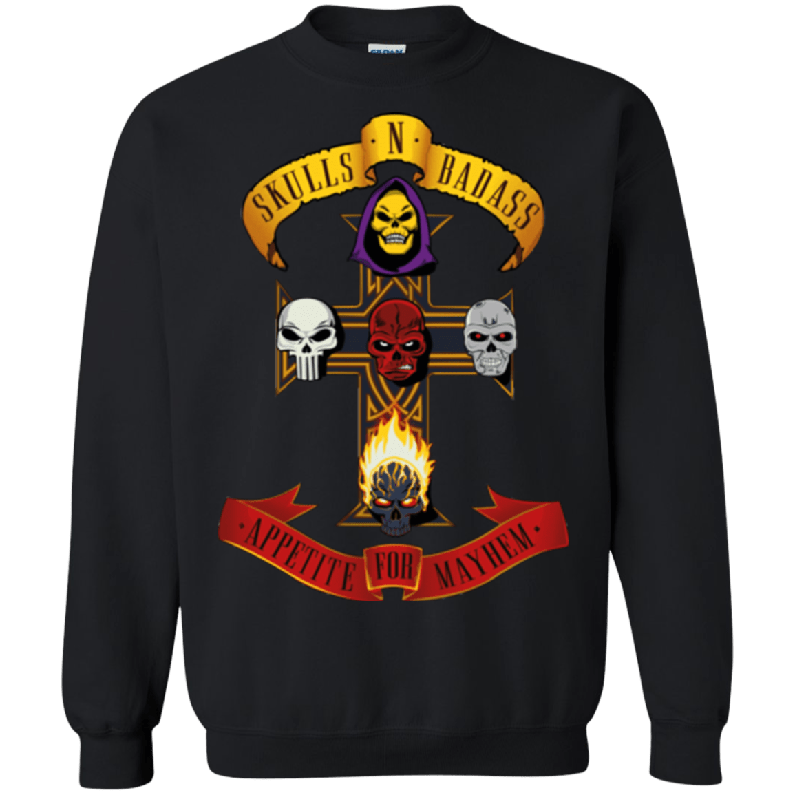 Sweatshirts Black / Small Skull And Badass Crewneck Sweatshirt