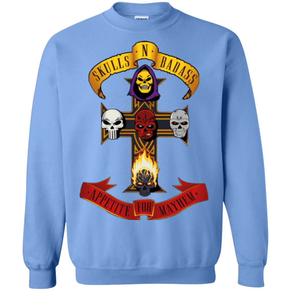 Sweatshirts Carolina Blue / Small Skull And Badass Crewneck Sweatshirt