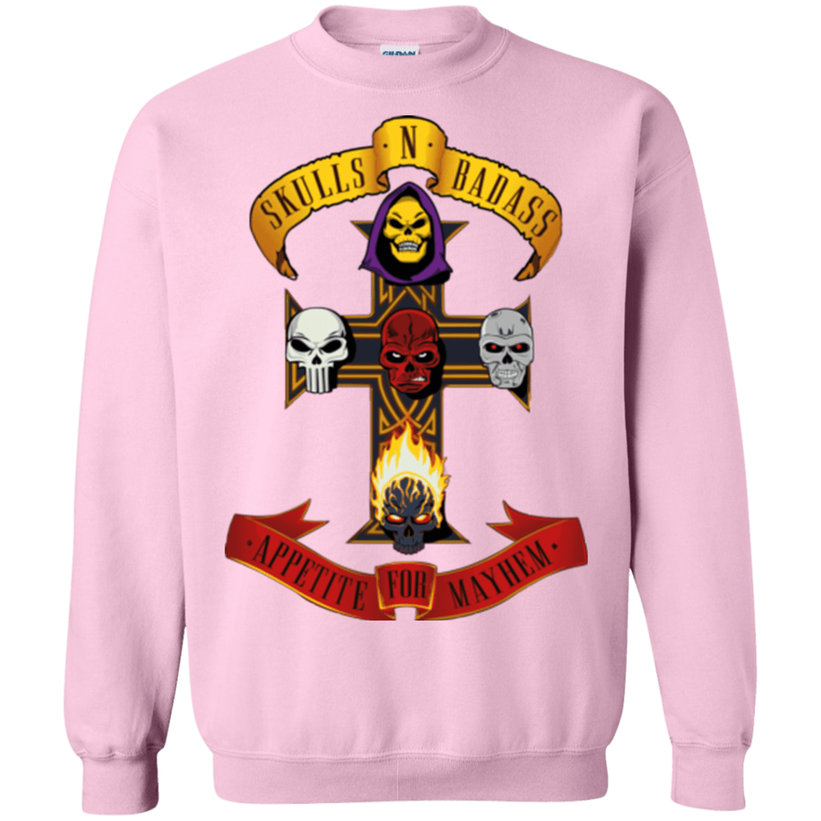 Sweatshirts Light Pink / Small Skull And Badass Crewneck Sweatshirt