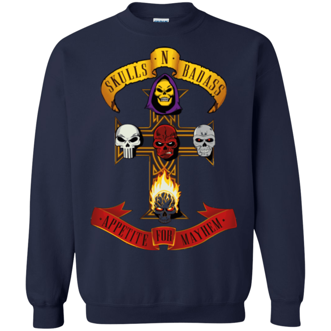 Sweatshirts Navy / Small Skull And Badass Crewneck Sweatshirt