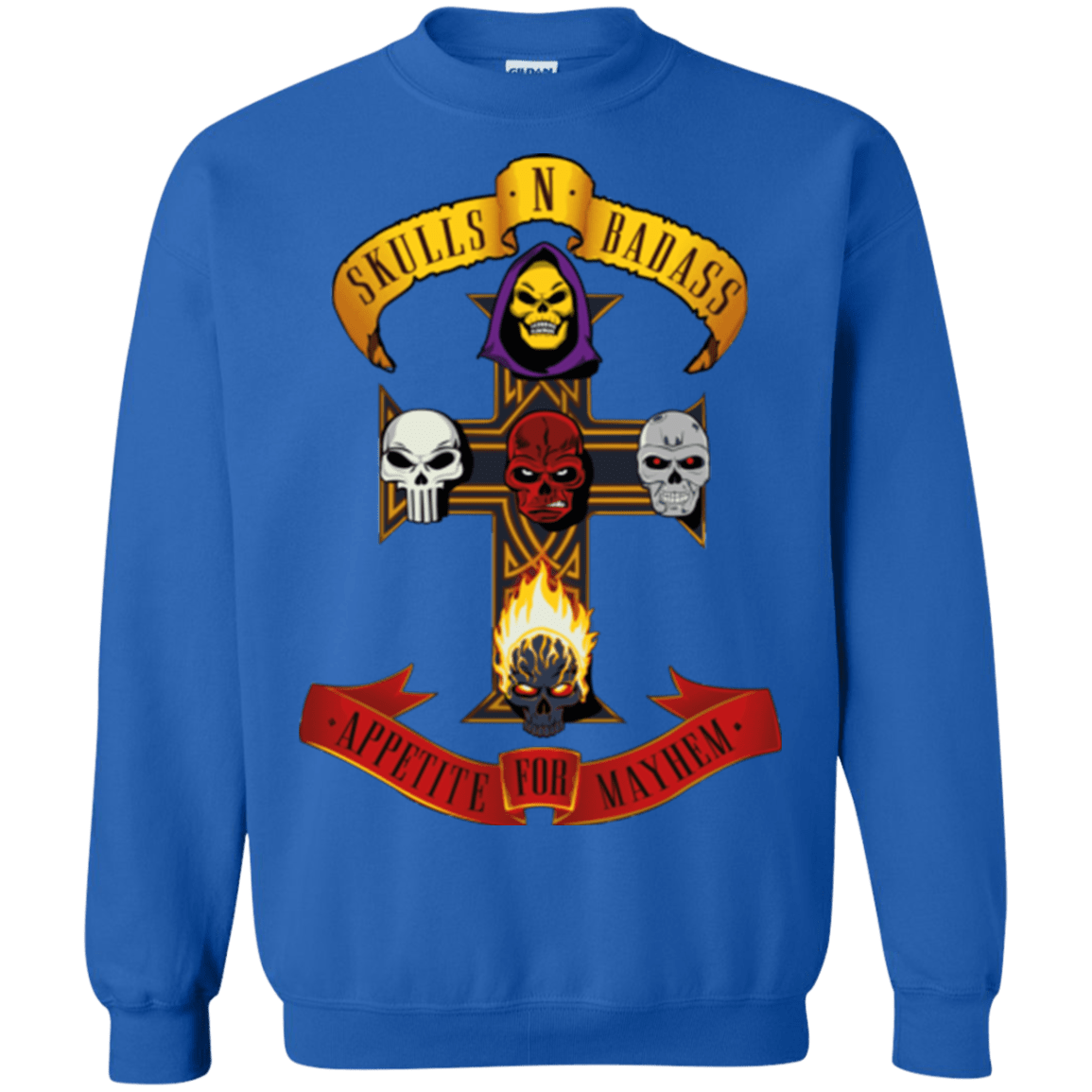 Sweatshirts Royal / Small Skull And Badass Crewneck Sweatshirt