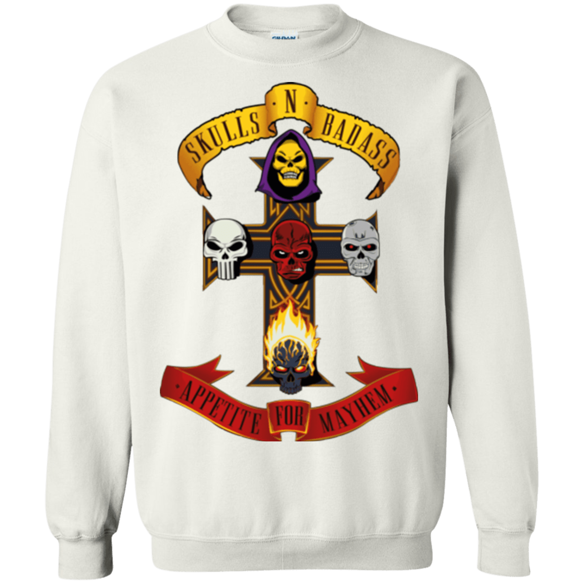 Sweatshirts White / Small Skull And Badass Crewneck Sweatshirt