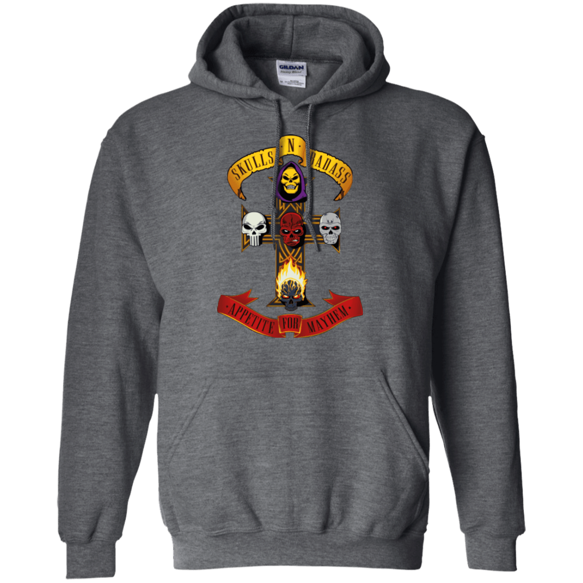 Sweatshirts Dark Heather / Small Skull And Badass Pullover Hoodie