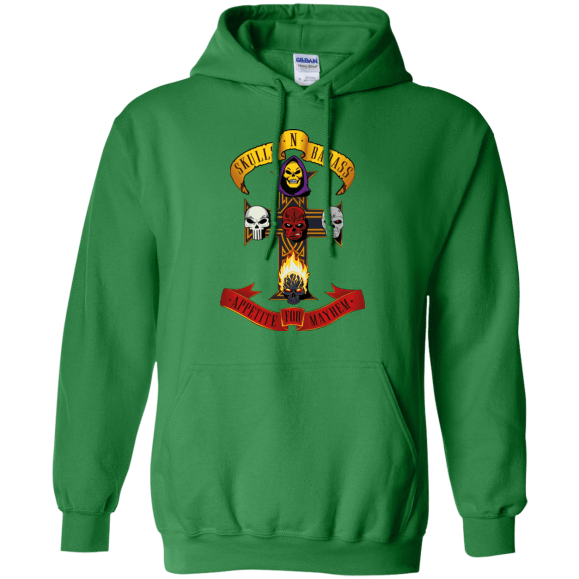 Sweatshirts Irish Green / Small Skull And Badass Pullover Hoodie