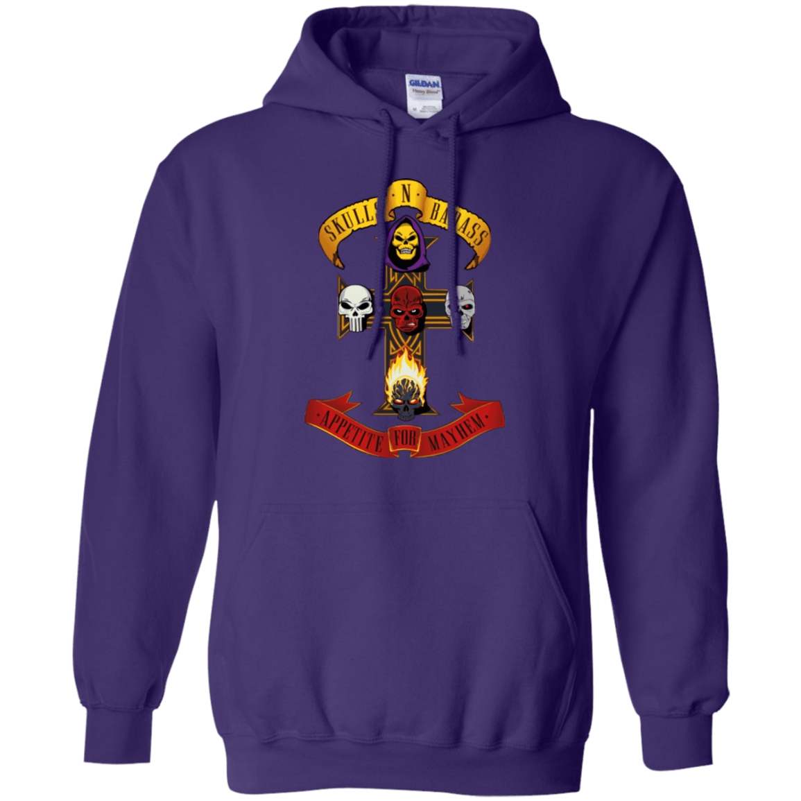 Sweatshirts Purple / Small Skull And Badass Pullover Hoodie