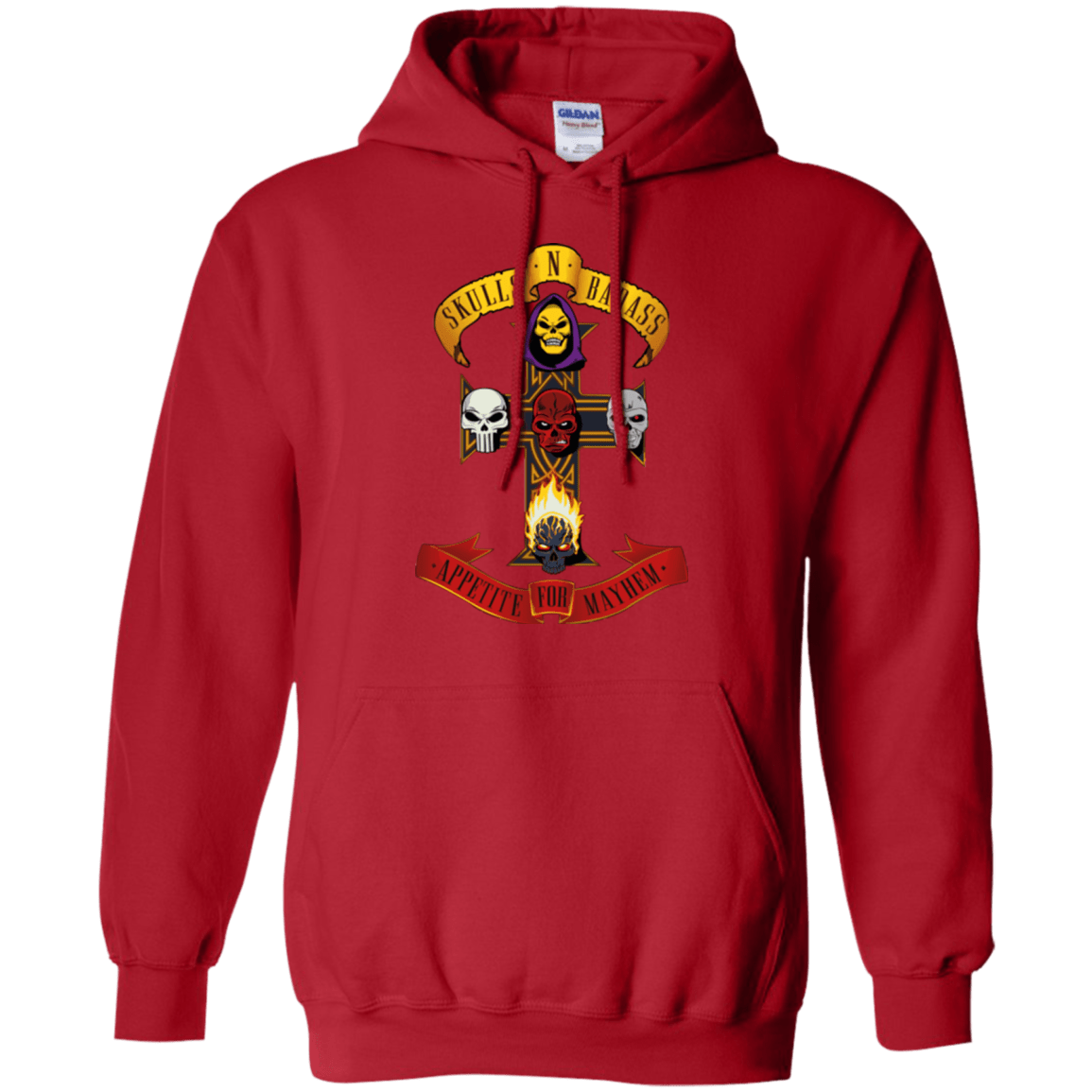 Sweatshirts Red / Small Skull And Badass Pullover Hoodie