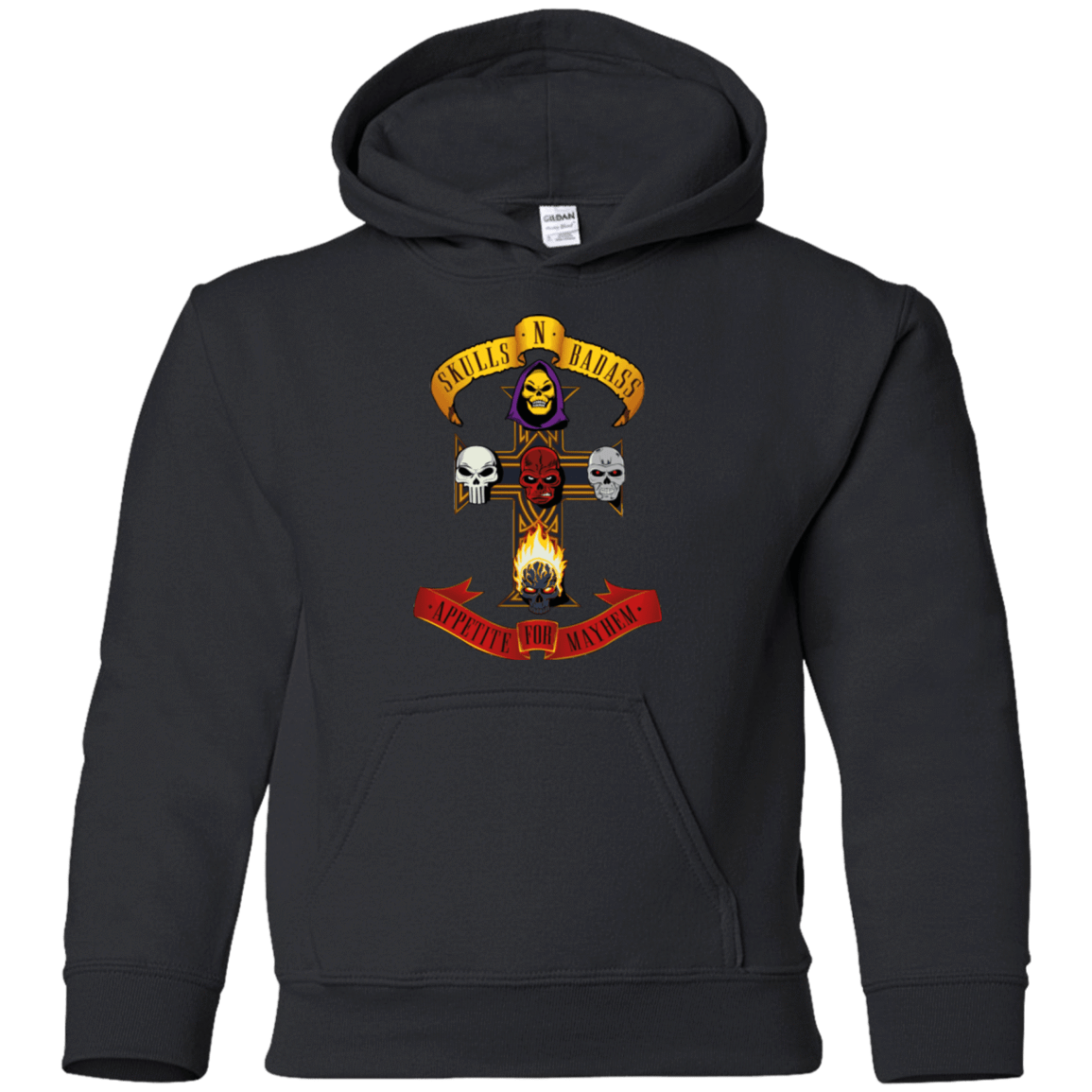 Sweatshirts Black / YS Skull And Badass Youth Hoodie