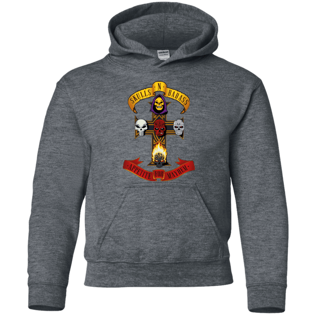 Sweatshirts Dark Heather / YS Skull And Badass Youth Hoodie