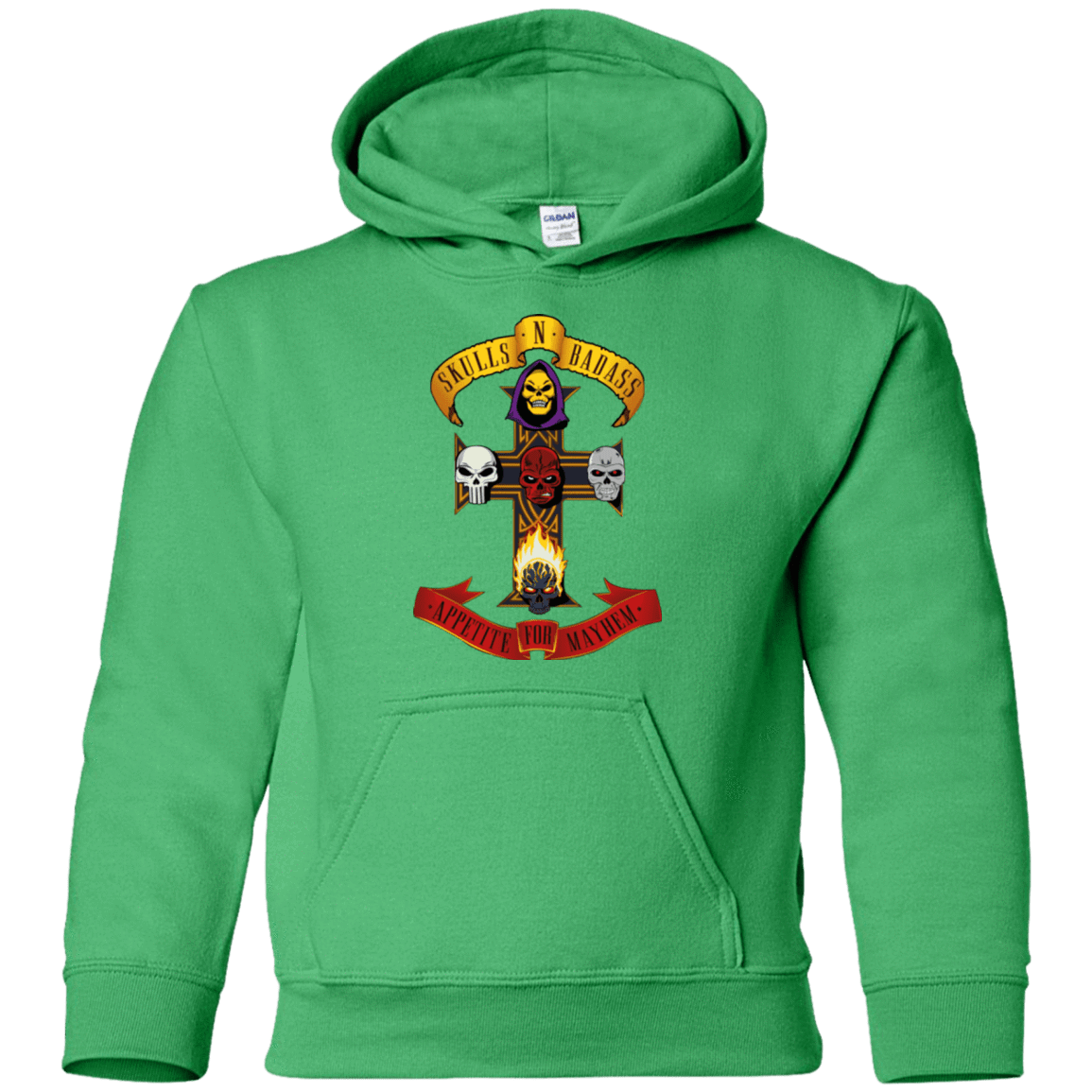 Sweatshirts Irish Green / YS Skull And Badass Youth Hoodie