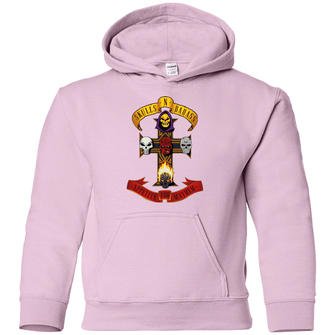 Sweatshirts Light Pink / YS Skull And Badass Youth Hoodie