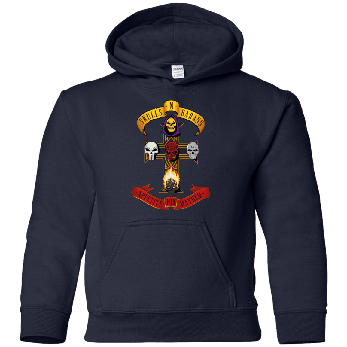 Sweatshirts Navy / YS Skull And Badass Youth Hoodie