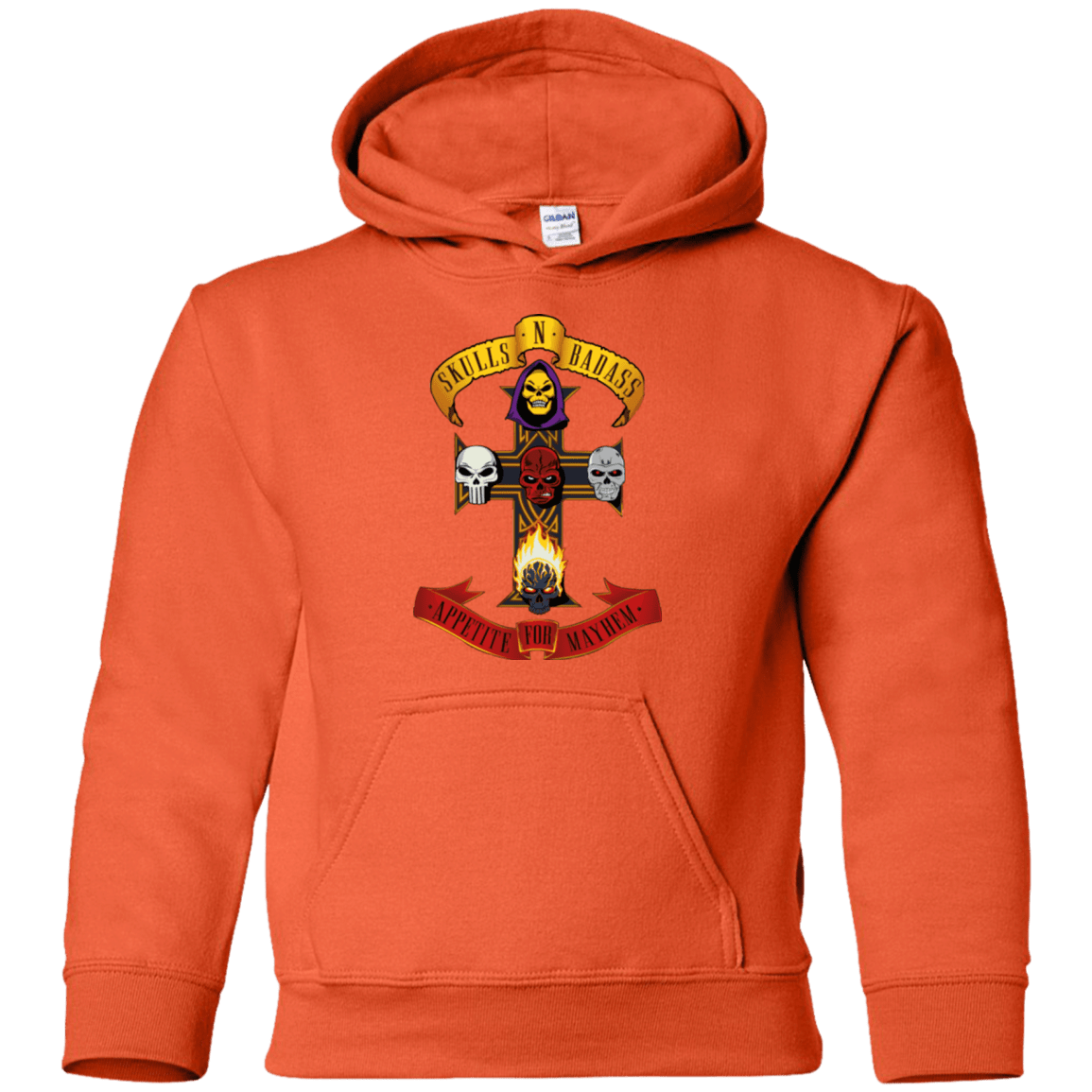 Sweatshirts Orange / YS Skull And Badass Youth Hoodie