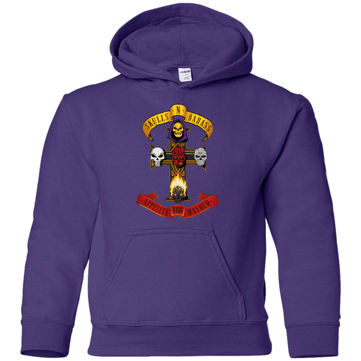 Sweatshirts Purple / YS Skull And Badass Youth Hoodie