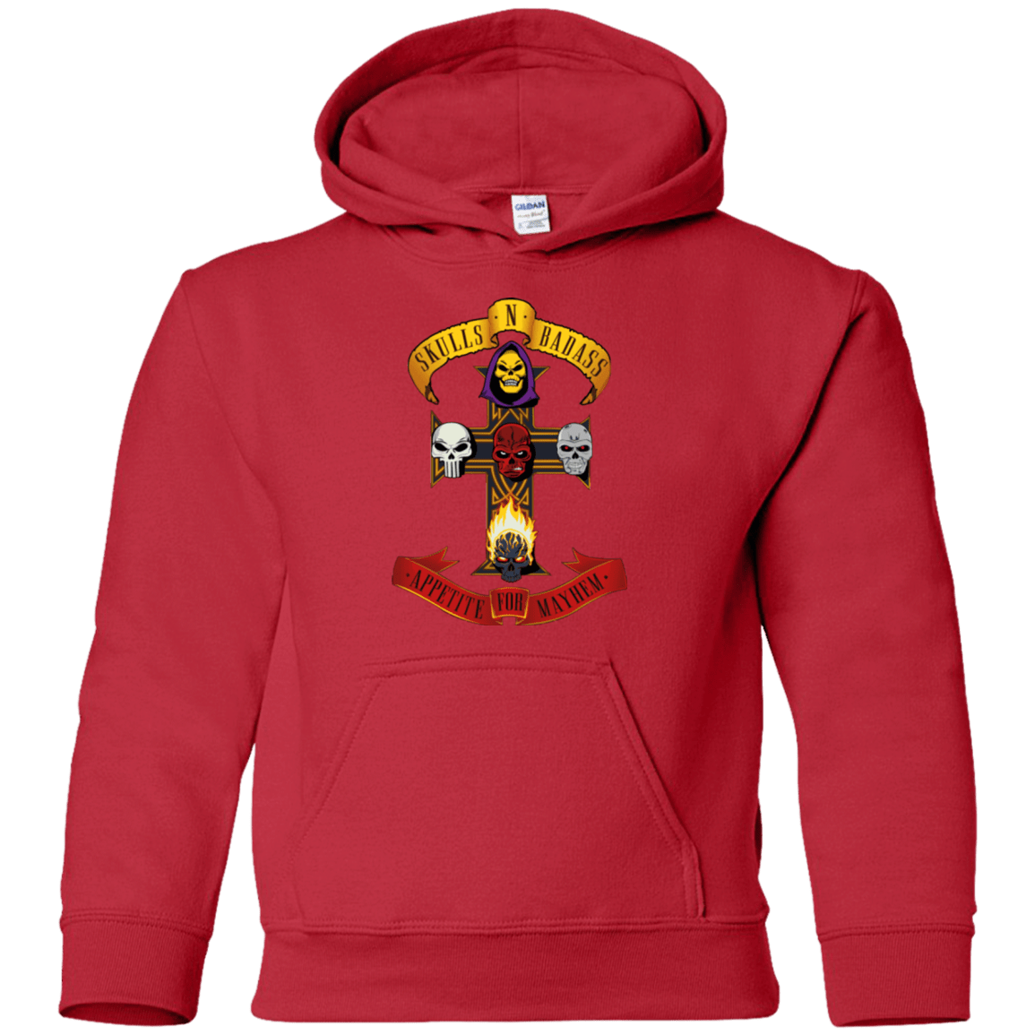 Sweatshirts Red / YS Skull And Badass Youth Hoodie