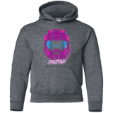 Sweatshirts Dark Heather / YS Spartan Helmet 80's Youth Hoodie