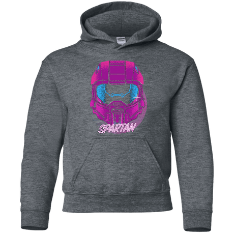 Sweatshirts Dark Heather / YS Spartan Helmet 80's Youth Hoodie