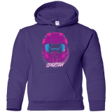 Sweatshirts Purple / YS Spartan Helmet 80's Youth Hoodie