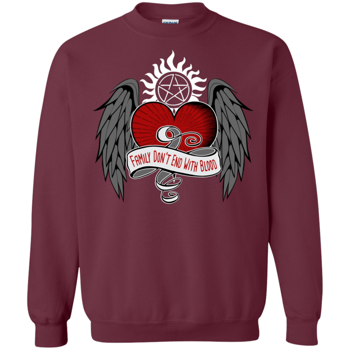 Sweatshirts Maroon / S SPN Tattoo Crewneck Sweatshirt