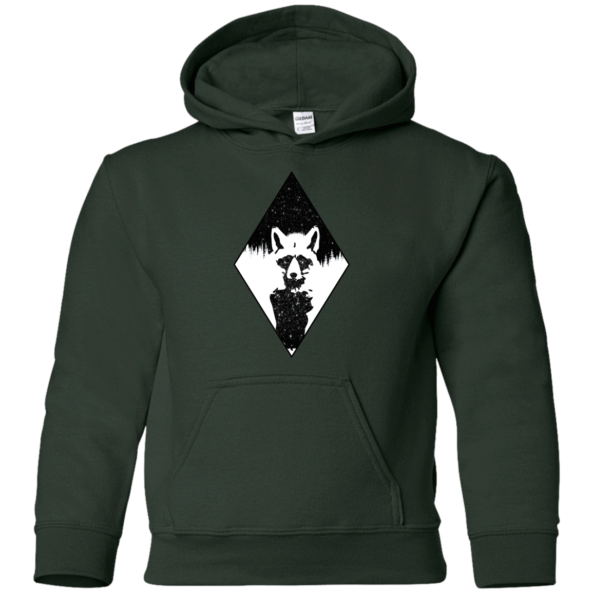 Sweatshirts Forest Green / YS Starry Raccoon Youth Hoodie