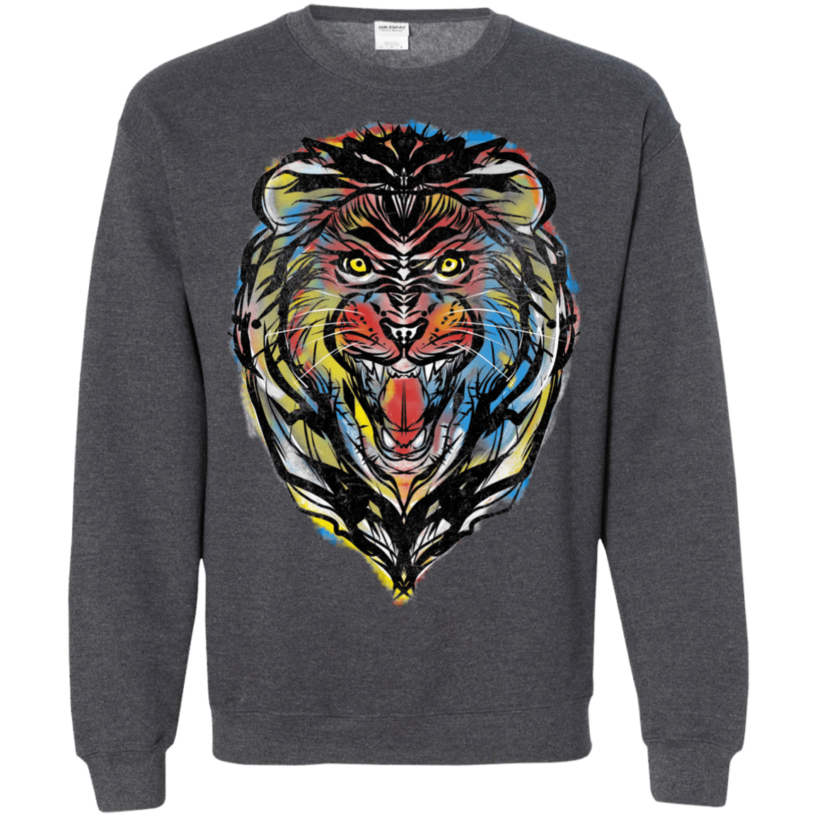 Sweatshirts Dark Heather / S Stencil Lion Crewneck Sweatshirt