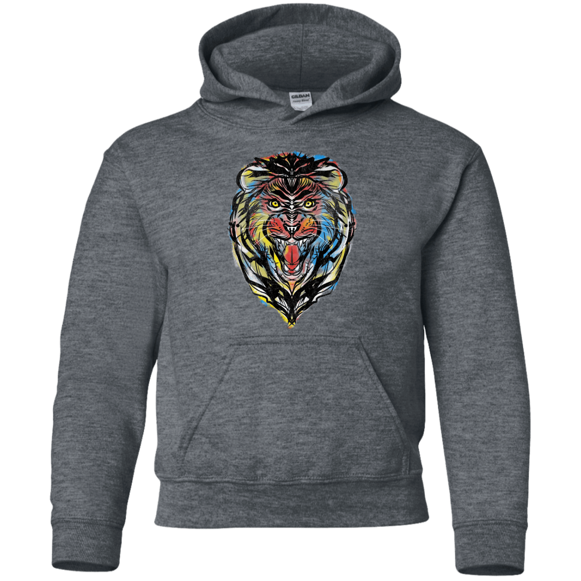Sweatshirts Dark Heather / YS Stencil Lion Youth Hoodie