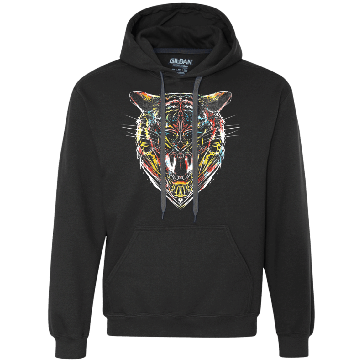 Sweatshirts Black / S Stencil Tiger Premium Fleece Hoodie