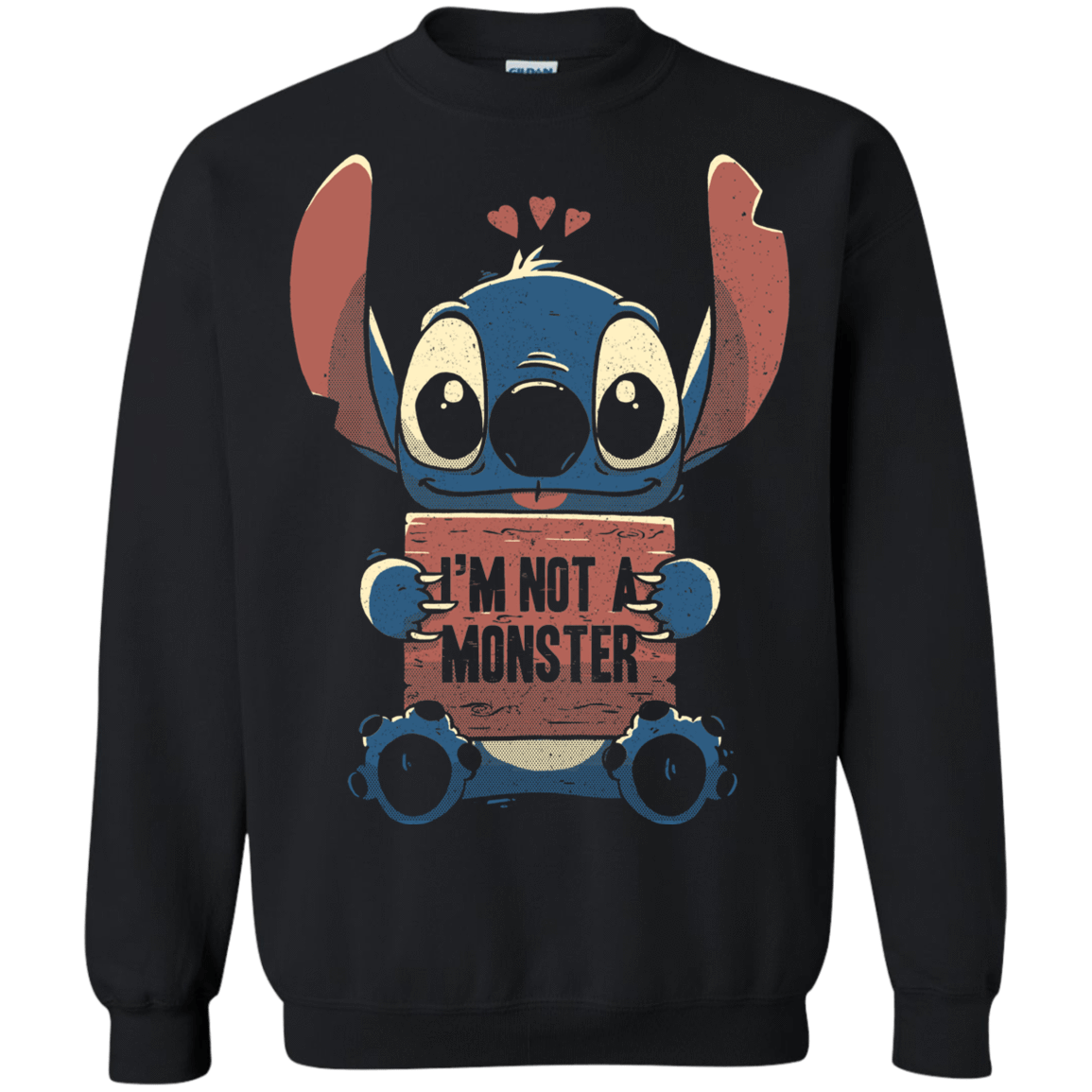 Sweatshirts Black / S Stitch Not a Monster Crewneck Sweatshirt